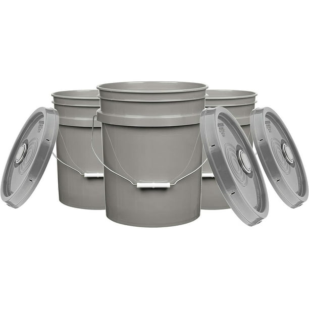 HYYYYH 5 Gallon Food Grade Buckets BPA Free with lids pails 90mil ( Pack of 3 )