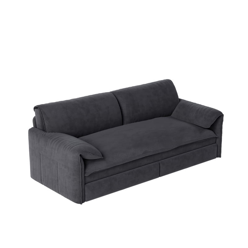Convertible Queen Size Pull Out Sofa Bed, 3-in-1 Velvet Sleeper Sofa with Side Pocket, Modern 63.8'' Futon Couch for Living Room, Apartment