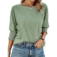 thumbnail image 2 of JemilyShe Womens 2024 Plus Size Fashion Tops 3/4 Sleeve T-Shirts Cute Crewneck Basic Business Tees Blouses, 2 of 5