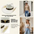 thumbnail image 5 of RUINIXCW Western Cowboy Hat for Men Women Cowgirl Hat Felt Wide Brim Fedora Hat with Bull Head Belt Floral Embroidery Roll Up Jazz Hat Themed Party Cap Wedding Festival Costume, 5 of 9