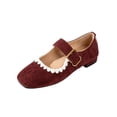 thumbnail image 3 of YOUYEDIAN Mary Jane Shoes Women Versatile Slip On Square Toe Comfy Low Heel Flats Lace Deco Casual Fashion Dress Shoes, 3 of 5