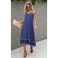 thumbnail image 4 of Robes pour Femmes Floral Réglable Spaghetti Sangle V Cou Boho Longue Maxi Robe Été Plage Flowy Ethnique Robe de Soleil, 4 of 6