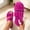 Hot Pink, variant on Womens Plush Fuzzy Open Toe Slide Slippers Non-Slip Indoor House Shoes with Cushioned Footbed, Coffee,Size 5.5-6