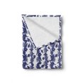 thumbnail image 2 of Luau Soft Flannel Fleece Blanket, Vertical Branches of Hibiscus Plant Leaves and Blossoms Hawaii Floral Nature, Cozy Plush for Indoor and Outdoor Use, 70" x 90", Night Blue and White, by Ambesonne, 2 of 6