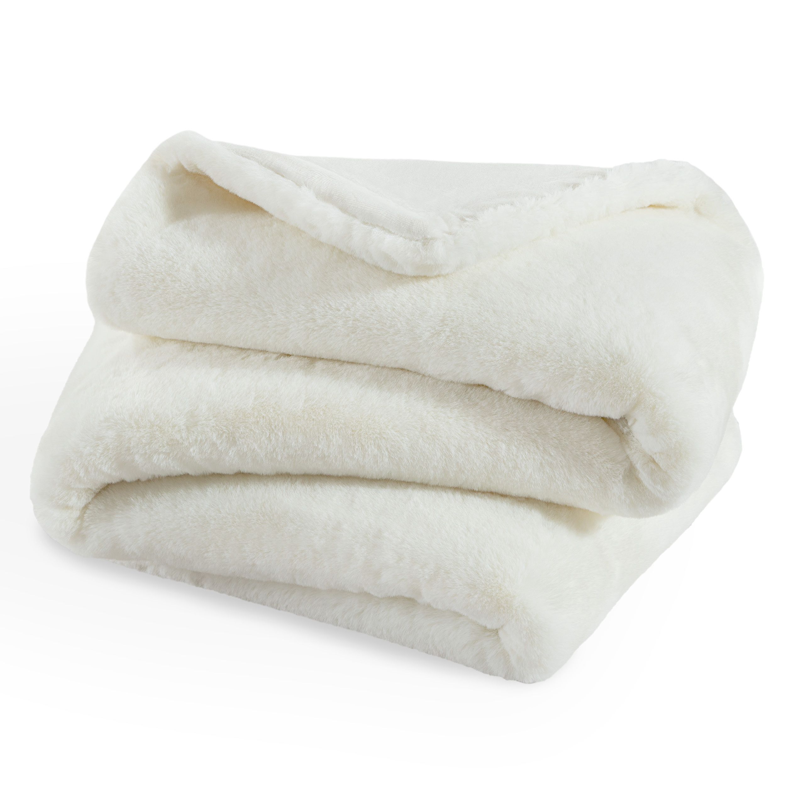 Bare Home Faux Fur Blanket - 47" x 60" - Ultra Soft Fleece - Throw, White