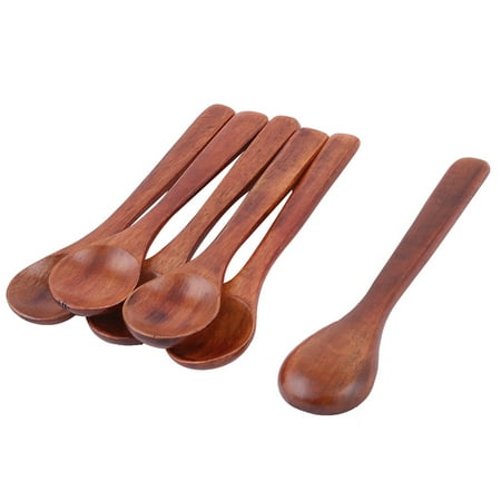- Kitchen Cooking Wood Salt Candy Sauce Peper Holder Spoon Brown 12cm Length 6pcs