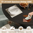 thumbnail image 6 of UHOMEPRO Round Dining Table, 47" Circle Kitchen Table for 4-6, Farmhouse Dining Room Table with Sturdy Wood Strip Base, Modern Dining Table for Dining Room Living Room, Black(Only Table), 6 of 8