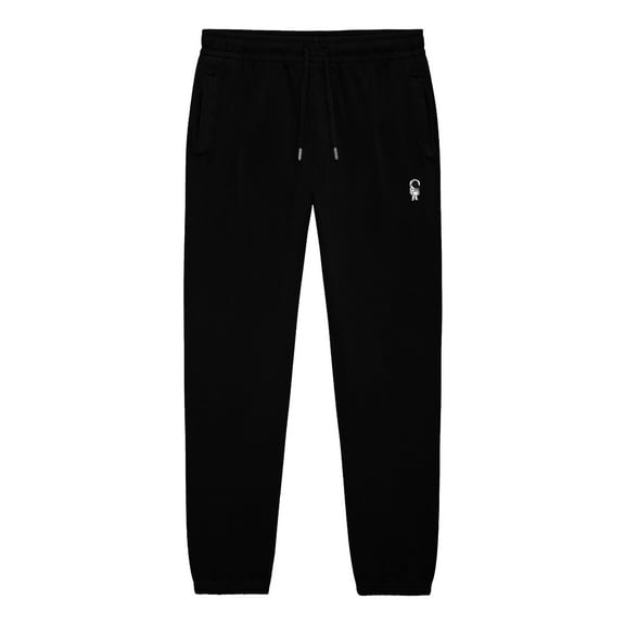 Dalix Astronaut Embroidery Heavy Weight Fleece Sweatpants Soft Lounge Pant Drawstring Waistband Pockets Mens in Black XS X-Small