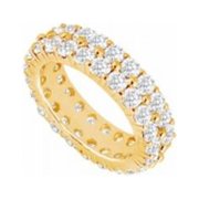 Fine Jewelry Vault UBAGVYR900CZ178110 Wedding Bands Two Rows CZ Eternity Band in 18K Yellow Gold Vermeil - 9 CT TGW