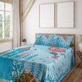 thumbnail image 2 of Ambesonne Mermaid Fitted & Top Sheet Set with Shams, Cartoon Castle Corals, Orange Teal, 2 of 5