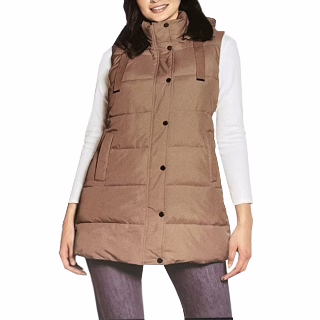 Weatherproof Long Quilted Hooded Puffer Zip Vest (Women's) Small