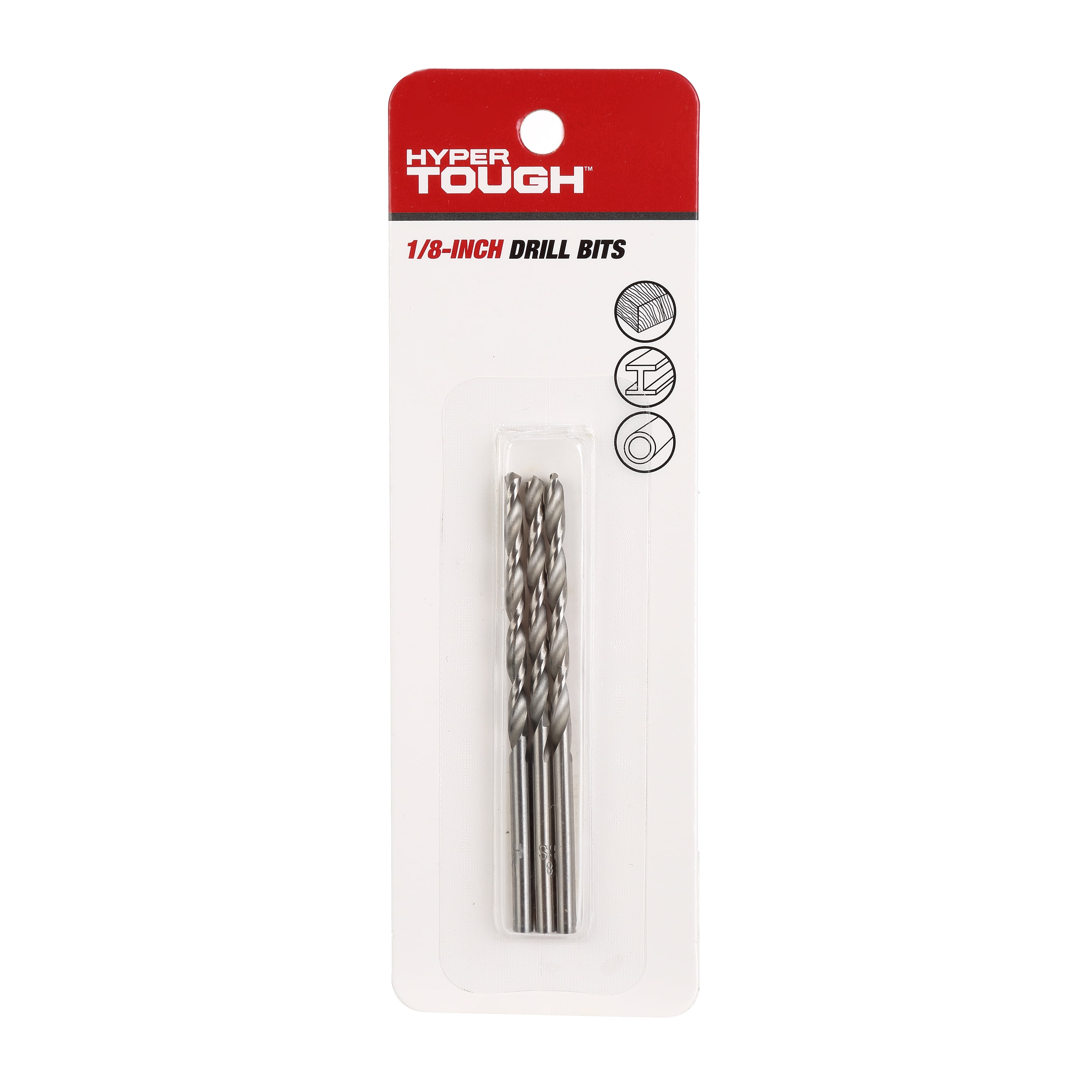 Hyper Tough 3-Piece 1/8 inch Hss Material Roll Forged Drill Bits AU00044K, New Condition