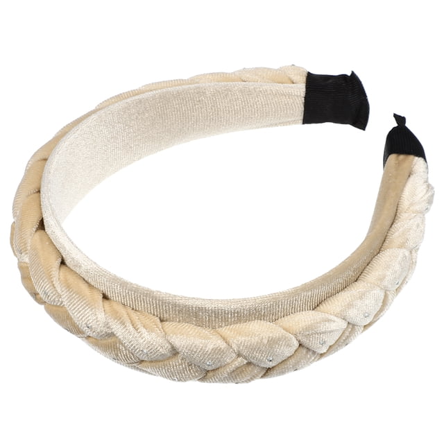 Diadema trenzada de terciopelo Unique Bargains Beige 14,2x4 cm