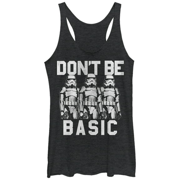 Women's Star Wars Don't Be Basic Stormtroopers  Racerback Tank Top Black Heather X Large