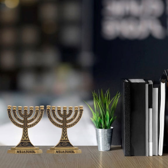 FELTECHELECTR Vintage Golden Alloy Seven-Hole Candle Stand Decorative Desktop Candle Holder 1 Piece