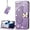 Purple, variant on for Samsung Galaxy M14 5G Wallet Case for Women Girls, Shiny Butterfly Flower PU Leather Cover with Card Slot Holder Flip Phone Case for Samsung Galaxy M14 5G Rhinestone Purple