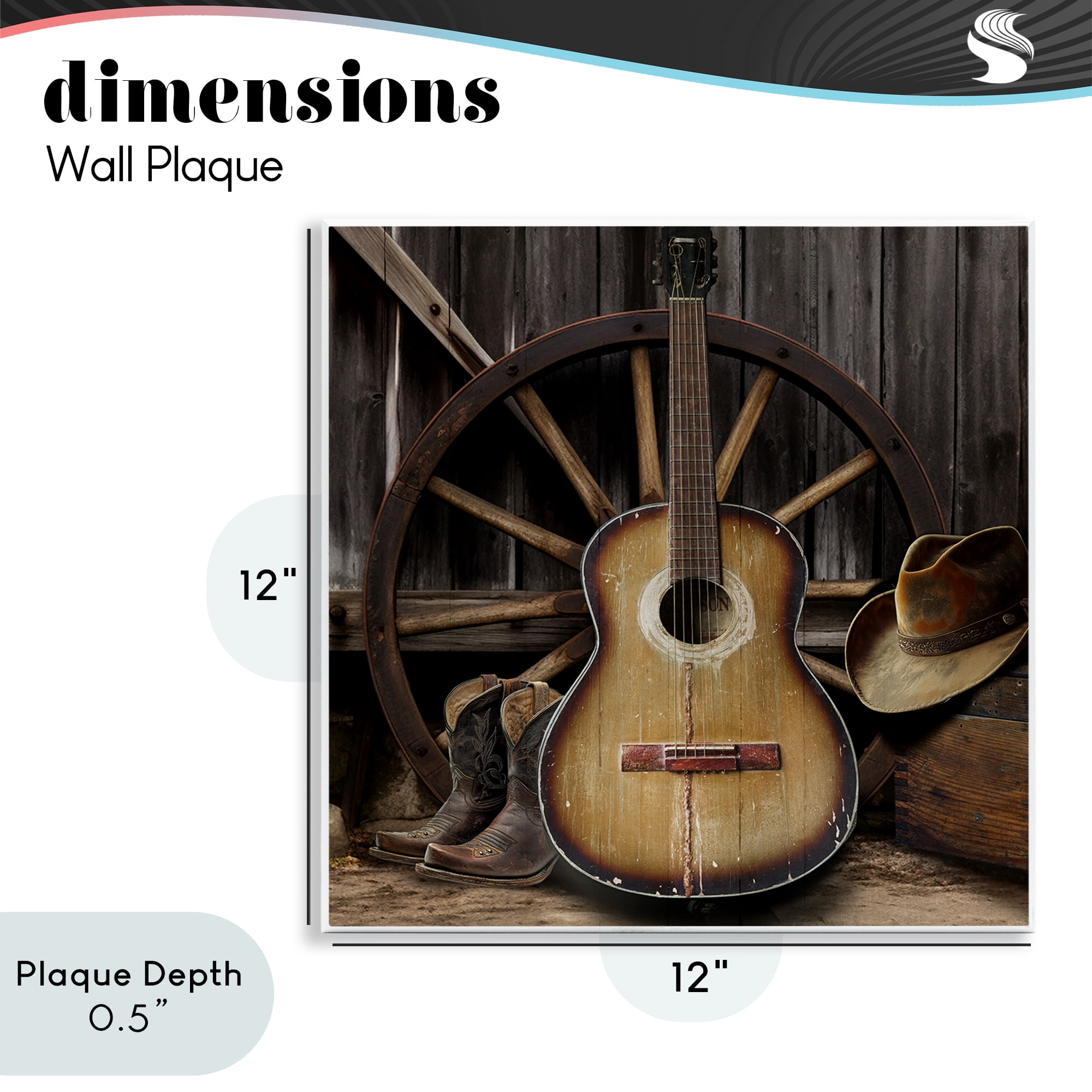 Stupell Industries Rustic Western Guitar with Hat Wall Plaque Art, design by CAD Designs