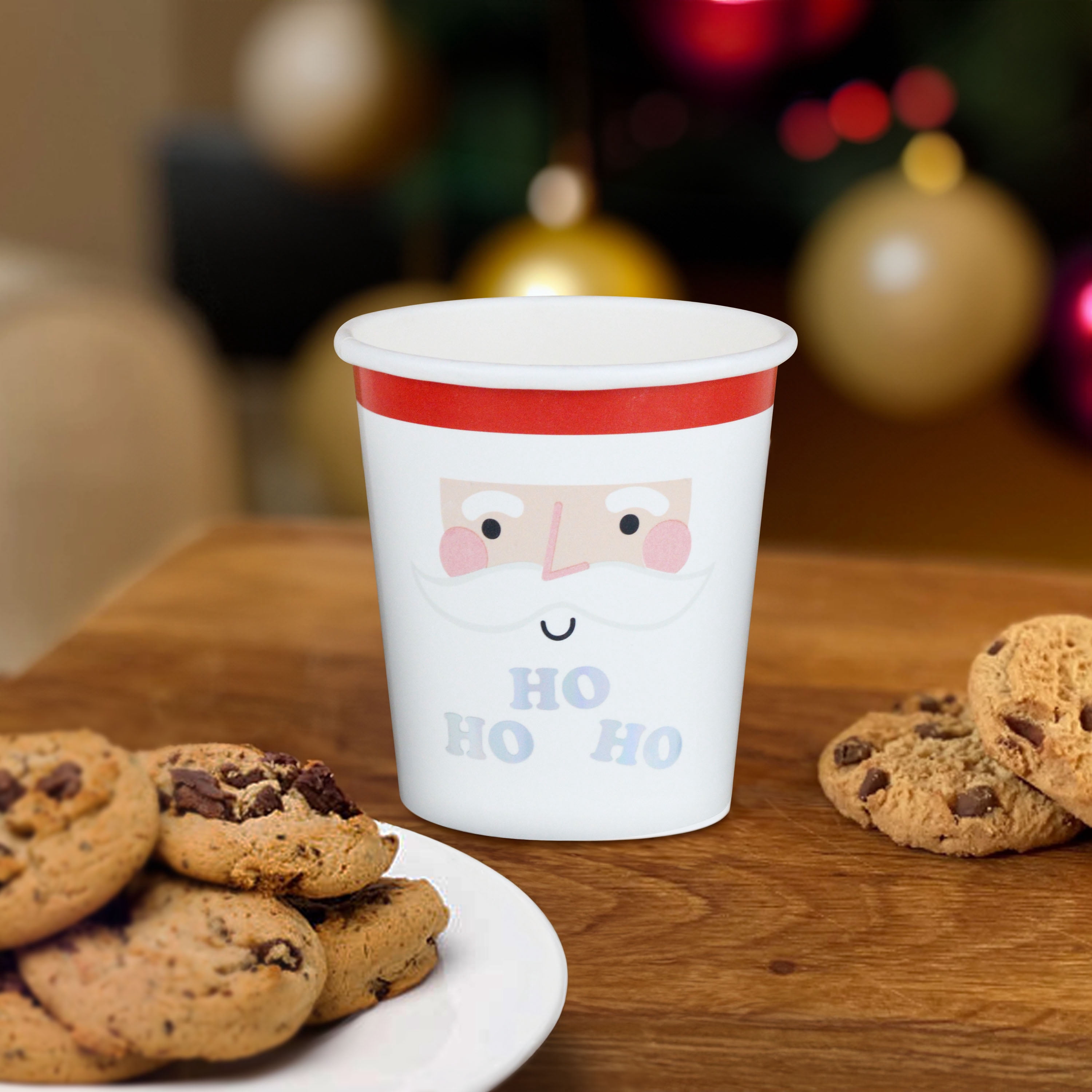 2.375 Dia (Top) x 2.4375 in H, 4 Ounce Capacity, 16 Count Multicolor Disposable Paper Mini Cup, Christmas, Paper Partyware, Holiday Time