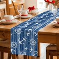 thumbnail image 5 of Navy Blue Anchor Nautical Cotton Linen Rectangle Table Runners 13"x60", Coastal Rudder Beach Coffee Table Runner Dresser Scarves Luxury Table Runners for Wedding Party Banquet Dinner Decor, 5 of 8