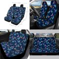 thumbnail image 2 of Renewold Butterfly Car Seat Cover Set 14 Pack with Steering Wheel Seat Belt Strap Gear Shift Knob Cover Set Garbage Bin Armrest Pad Rearview Mirror Coasters Universal Fit SUV Sedans, Dark Blue, 2 of 7