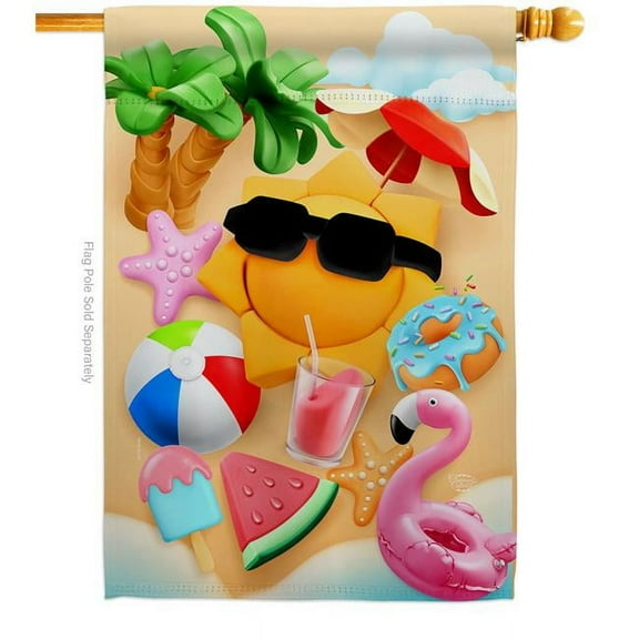 Ornament Collection  Chilling Sun Summertime Fun & 28 x 40 in. Double-Sided Decorative Vertical House Flags for Decoration Banner Garden Yard Gift