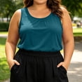 thumbnail image 5 of cocolona Summer Plus Size Tank Tops for Women Crew Neck Sleeveless Oversized Shirts Lightweight Loose Basic Solid Color Blouses, 5 of 6