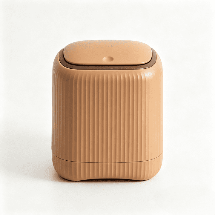 Compact Push‑Top Mini Waste Bin Small Countertop Garbage Container With Sealed Lid Desktop Trash Can for Office Bathroom Bedroom & Kitchen Surfaces(Brown)