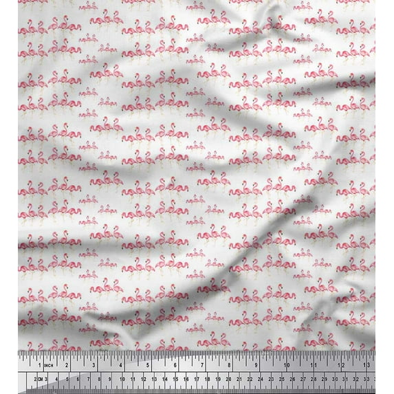 Soimoi Cotton Poplin Fabric Flamingo Bird Printed Craft Fabric by The Yard 42 Inch Wide