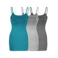 thumbnail image 2 of ShezPretty 3-Pack - Women's Basic Cami with Adjustable Spaghetti Straps Tank Top (XLarge, Spring Teal/H.Grey/Charcoal Grey), 2 of 7