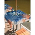 thumbnail image 2 of Outdoor Tablecloth with Umbrella Hole for Patio/Picnic/Party/Camping, Blue Coastal Whale Waterproof Table Cloth Square Cover Washable, Farmhouse Nautical Starfish Coral Leaf (60"x 60"), 2 of 9