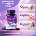 thumbnail image 3 of LIVS Iron Plus Gummies - Iron Gummies with Vitamin C, B12, Folate, Zinc & Biotin - Energy, Immune & Blood Support - Grape Flavor - Pack of 2 - 180 Count with 90 Servings, 3 of 11