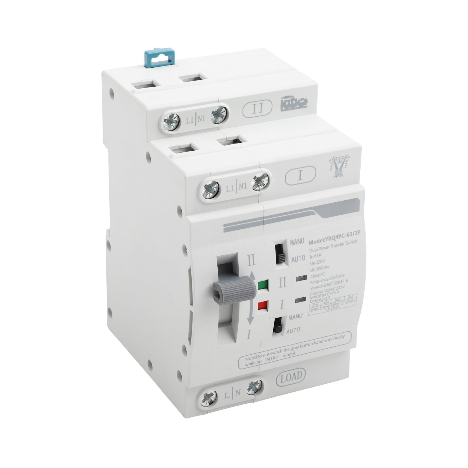 2P 100A 220V Mini ATS Automatic Transfer Switch Electrical Selector Switches Dual Power Switch For Generator Intelligence Light