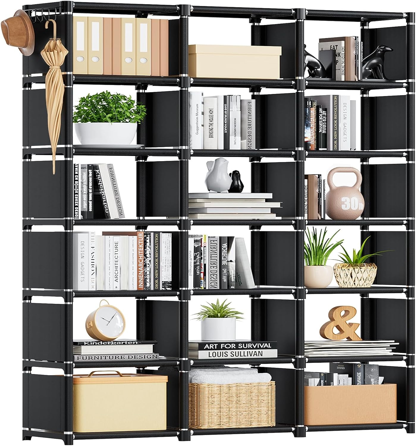 20 Cube Book Shelf, Storage Organizer, Large DIY Bookcase, Metal Cube Bookshelf, Cubbies Closet Storage Organizer Shelves for Bedroom,Living Room,Home,Office