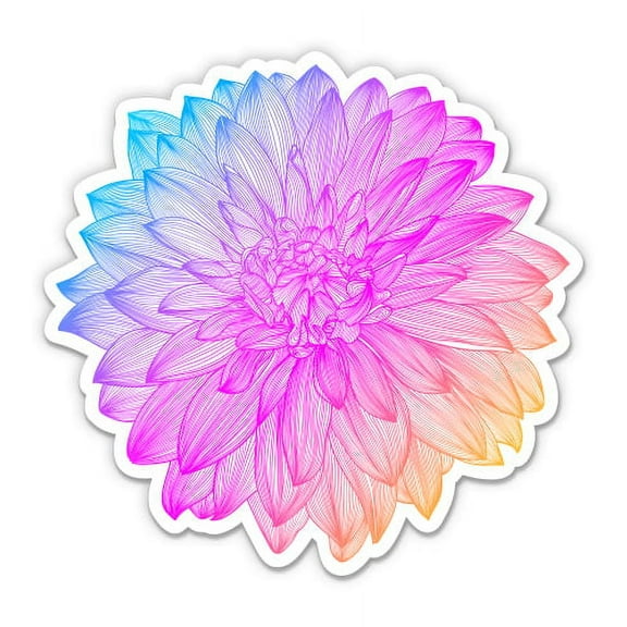 Beautiful Dahlia - 3" Vinyl Sticker - For Car Laptop I-Pad Phone Helmet Hard Hat - Waterproof Decal