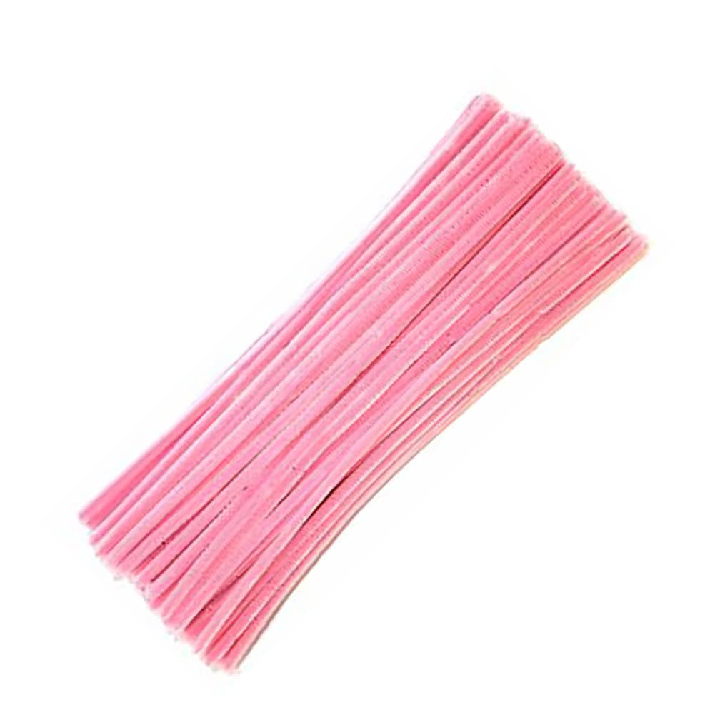 100Pcs Pink Pipe Cleaners Chenille Stem for DIY  Crafts,Arts,Wedding,Home,Party,Valentine's Day Holiday Decoration 6 mm x 12  Inch