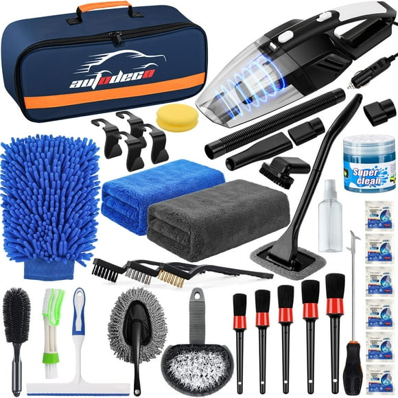 Kit de limpieza y lavado de automóviles AUTODECO, 39 piezas con aspiradora de mano