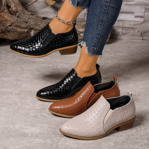 Msgweeeg Sandals Women Womens Flat Shoes Women's Versatile Fashion Casual Versatile One Foot Comfortable Pointed Oversized Thick Heel Small Leather Shoes