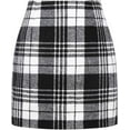thumbnail image 2 of Womens Wool Plaid Mini Skirt Fall Winter High Waisted Bodycon Pencil Skirt, 2 of 6