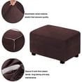thumbnail image 3 of SHAR (Dark Brown) Stretch Ottoman Covers Velvet Ottoman Cover Rectangle Footstool Cover Footstool Cover, 3 of 5