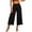 Black, variant on Women's High Waisted Wide Leg Cropped Pants Casual Flowy Culottes Solid Color Loose Fit Summer Beach Trousers with Pockets