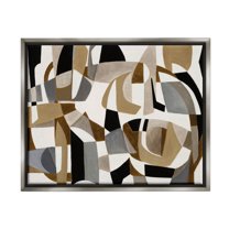 Brown Overlapping Geometric Shapes Abstract Painting Luster Gray Framed Art Print Wall Art