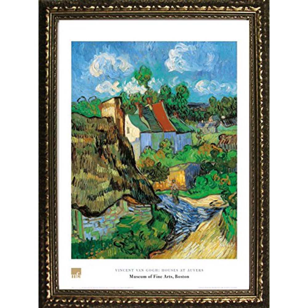 FRAMED Houses At Auvers by Vincent Van Gogh 32x24 Art Print Poster Famous Painting Abstract