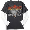AC/DC Rockware - Big Men's Mock-Layer Graphic Tee, Size 2XL