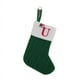 thumbnail image 1 of Green Embroidered Alphabet Knitted Christmas Stocking Gift Bag for Candy and Decorations, 1 of 3