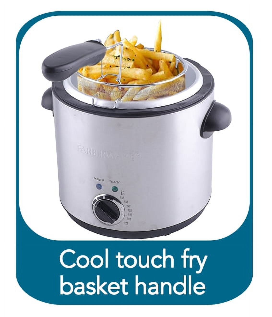 Farberware,Deep Fryer, Clear,2QT Round Capacity,Stainless Steel,Detachable  Basket.