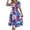 Blue, variant on Hvot&aat Women's Summer Boho Floral Dress Stretch Puff Sleeve Square Neck Empire Waist Dresses A-Line Flowy Vacation Dress