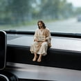 thumbnail image 4 of Jesus Desk Companion Figurine, 2.36/3.7inch Resin Jesus Figurines with "I Am with You Always" Sign, Car Dashboard Home Office Table Decor, Handmade Sitting Decorative, Unique Spiritual Gift,3.7 Inch, 4 of 6