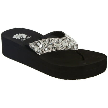 

yellow box womens rizzah wedge flip flops 9.5 Clear