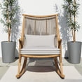 thumbnail image 2 of Tcbosik Rocking Chair Outdoor, Rattan Lounge Chair with Cushion and Metal Frame, Gilder Rocker with Woven Backrest for Balcony, Garden, Lawn, Deck, Maple, 2 of 9