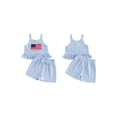 thumbnail image 2 of BemeyourBBs Toddler Baby Girl 4th of July Outfit Independent Day Baby Girls Summer Clothes Patriot Flag Sleeveless Ruffled Tank Vest and Front Bow Shorts Set Baby Girl Fourth of July Outfit, 2 of 9